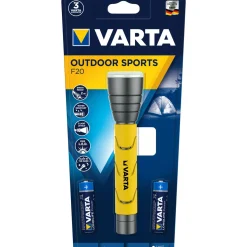LED-Taschenlampe Outdoor Sports F20 mit Batterien gelb ^ Varta