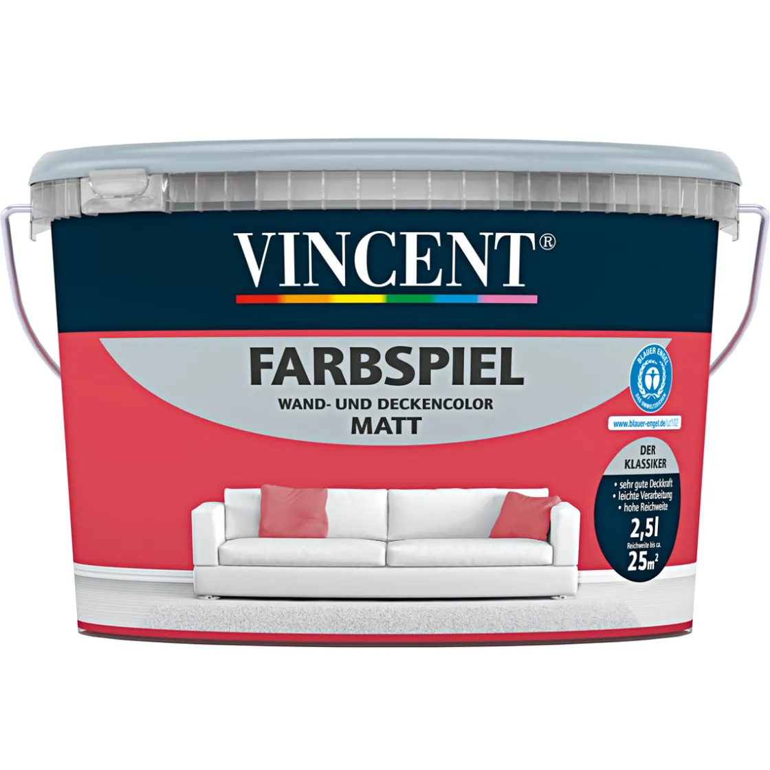 Wand- und Deckenfarbe Farbspiel Rubina matt 2,5 L ^ Vincent Clearance