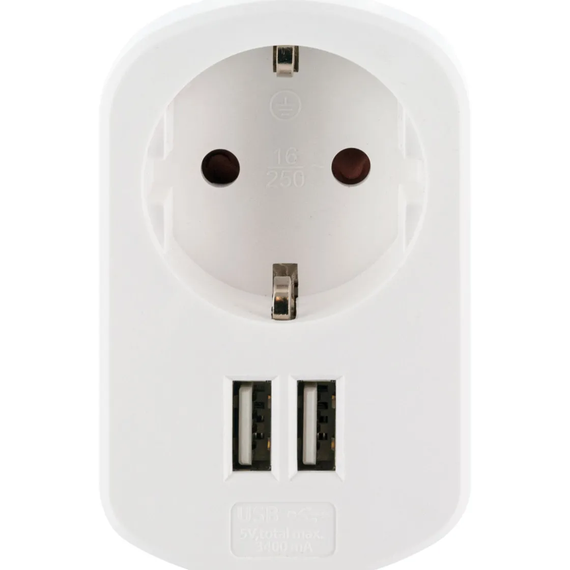 230V Ladeadapter m. Steckd. 2xUSB 3.4Aweiss ^ Schwaiger Best