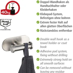 Wandhaken Duo Orea Matt Turbo-LockEdelstahl ^ Wenko Outlet