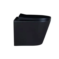 Wand-WC-Set Nakia mattschwarz spuelrand-los inkl. Deckel m. Absenkautomatik ^ sanicomfort Outlet