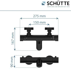 Wannentherm. London,schwarz-matt, 1/2Verbruehschutz und Wassersparfunktion ^ Schütte Discount
