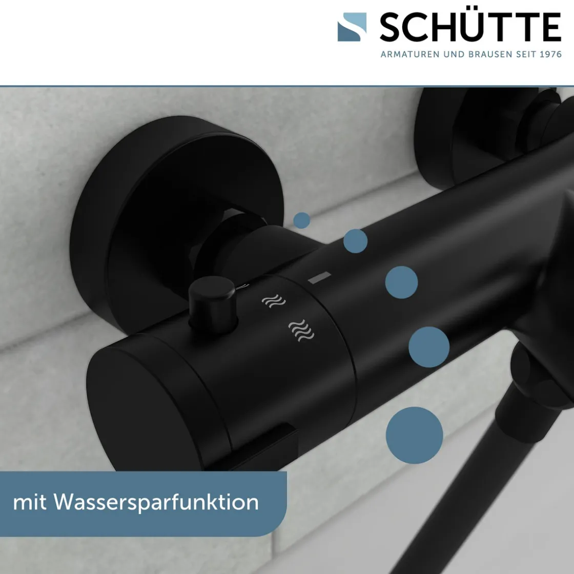 Wannentherm. London,schwarz-matt, 1/2Verbruehschutz und Wassersparfunktion ^ Schütte Discount