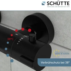Wannentherm. London,schwarz-matt, 1/2Verbruehschutz und Wassersparfunktion ^ Schütte Discount
