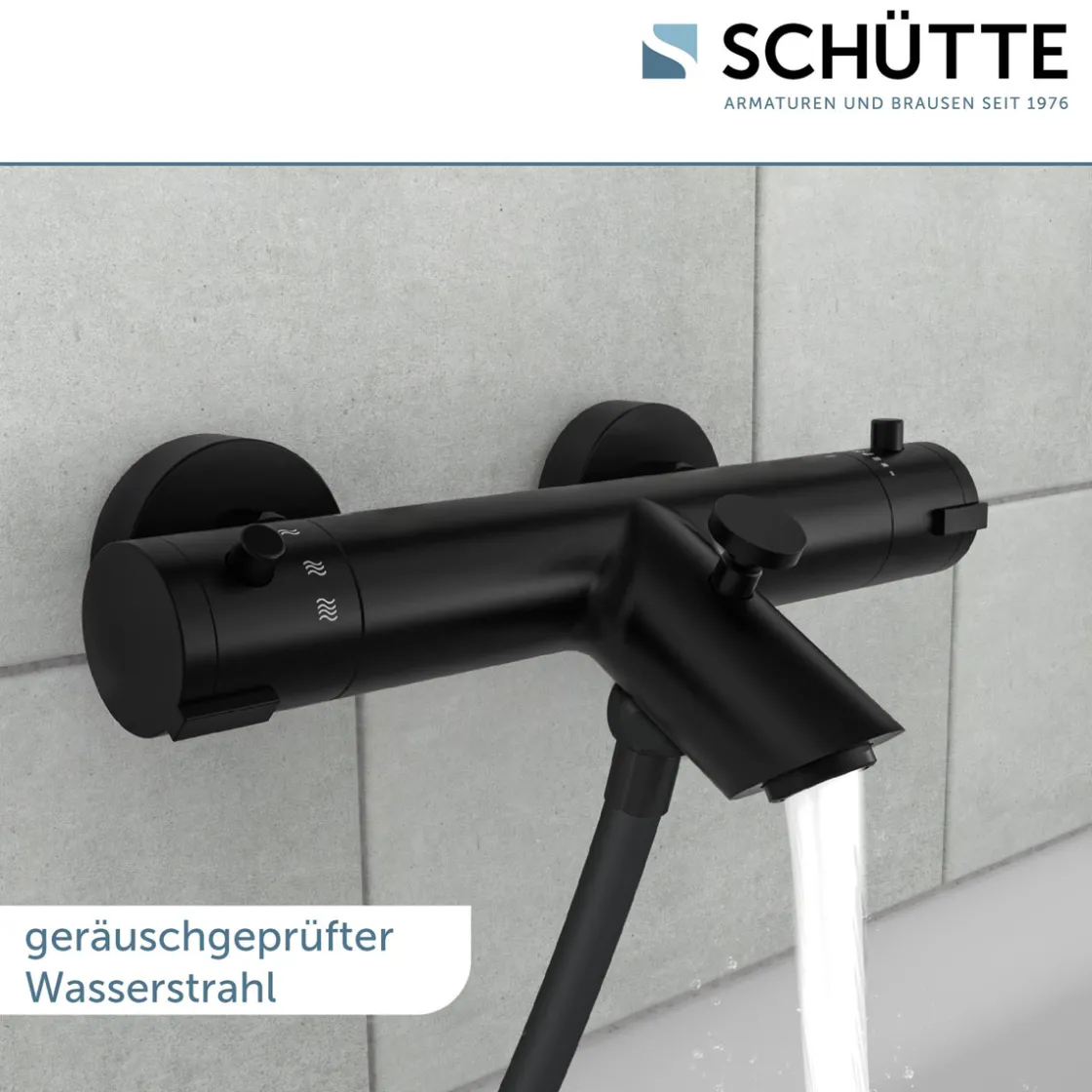 Wannentherm. London,schwarz-matt, 1/2Verbruehschutz und Wassersparfunktion ^ Schütte Discount
