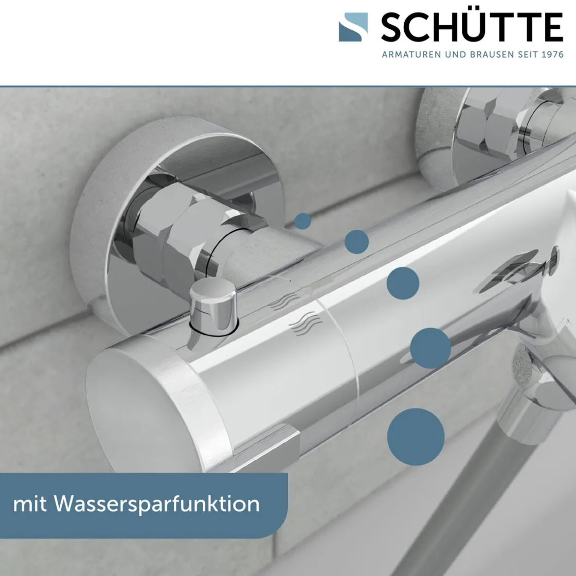 Wannenthermostat London, chrom, 1/2Verbruehschutz und Wassersparfunktion ^ Schütte