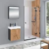 Waschbeckenunterschrank Mara, 55cm, Schwarz, 2 Türen, Soft-Close, inkl. Keramik-Becken ^ Online