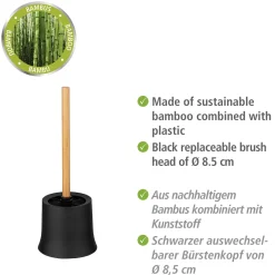 WC-Garnitur Mod. Basic, schwarz/bambus ^ Wenko Best