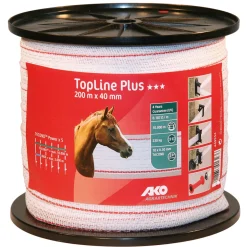 Weidezaunband TopLine Plus 200 m 40 mm weiß-rot ^