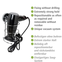 Haartrocknerhalter Befestigen ohne bohren Vacuum-Loc ^ Wenko Sale