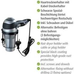 Haartrocknerhalter Classic Plus Black ^ Wenko Sale