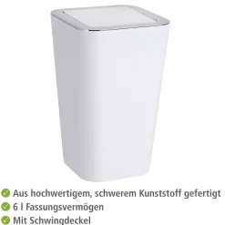 Schwingdeckeleimer Candy weiß 6 L ^ Wenko Hot