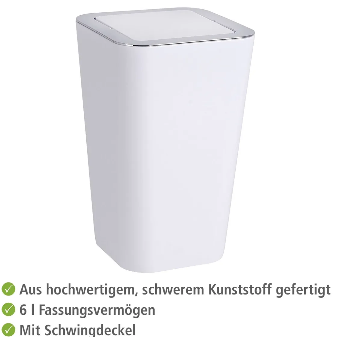 Schwingdeckeleimer Candy weiß 6 L ^ Wenko Hot