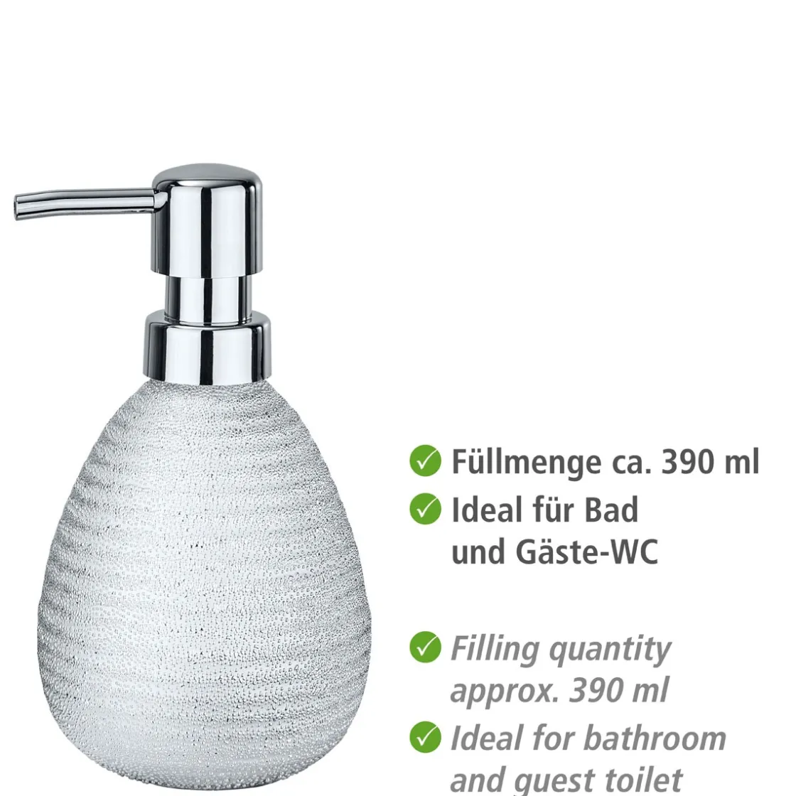 Seifenspender Polaris Juwel silber 390 ml ^ Wenko Outlet