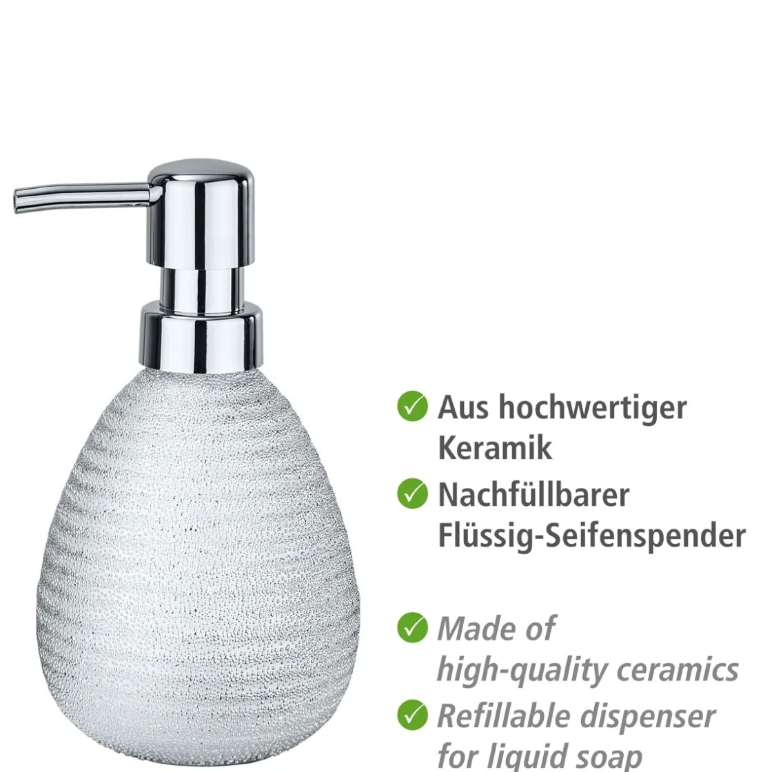 Seifenspender Polaris Juwel silber 390 ml ^ Wenko Outlet