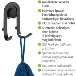 Wandhaken Classic Plus schwarz 2er Set ^ Wenko Hot