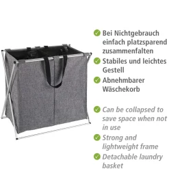 Wäschesammler Duo grau meliert 120 l ^ Wenko Online