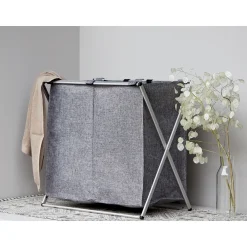 Wäschesammler Duo grau meliert 120 l ^ Wenko Online