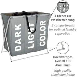 Wäschesammler Trio grau 130 l ^ Wenko Online