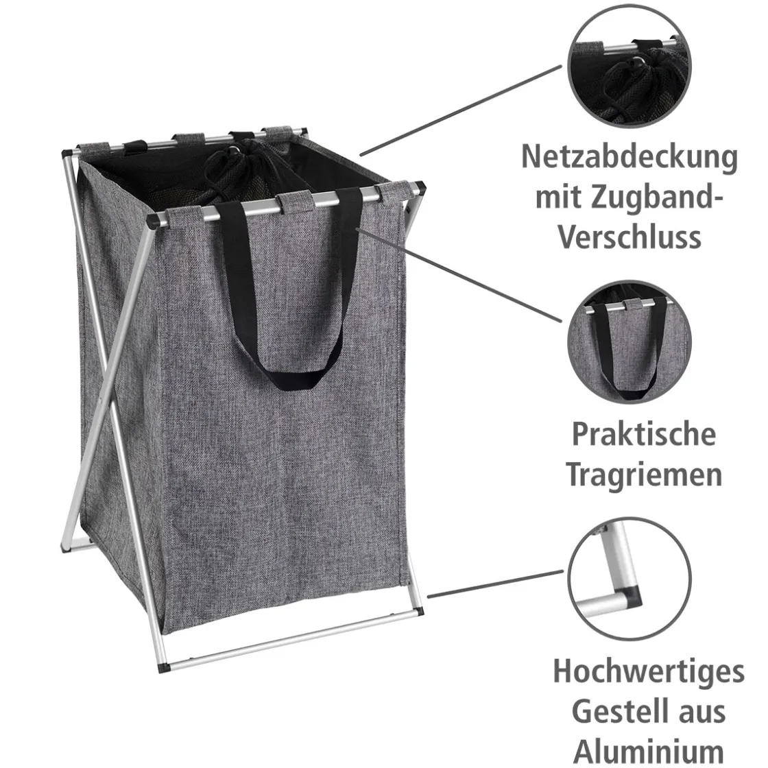 Wäschesammler Uno grau meliert 52 l ^ Wenko Discount