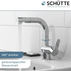 WT-Armatur London chrom mit HaarbrauseKeramikkartusche inkl.Push-Open-Garnitur ^ Schütte Sale