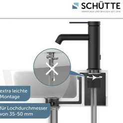 WT-Armatur Los Angeles schwarz-matt Eco-Klick-Kartusche inkl.Push-Open-Garnitur ^ Schütte New