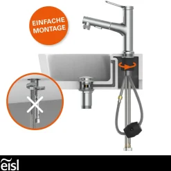 WT-Armatur Variabel chrom Schnellmontageherausziehbare Brause 2 Strahlarten ^ Eisl Online