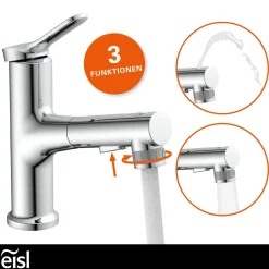 WT-Armatur Variabel chrom Schnellmontageherausziehbare Brause 2 Strahlarten ^ Eisl Online