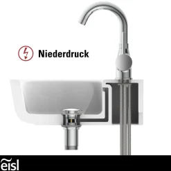 WT-ND-Armatur Futura chrom Cold-StartC-Auslauf schwenkbar ohne Ablaufgarnitur ^ Eisl Outlet