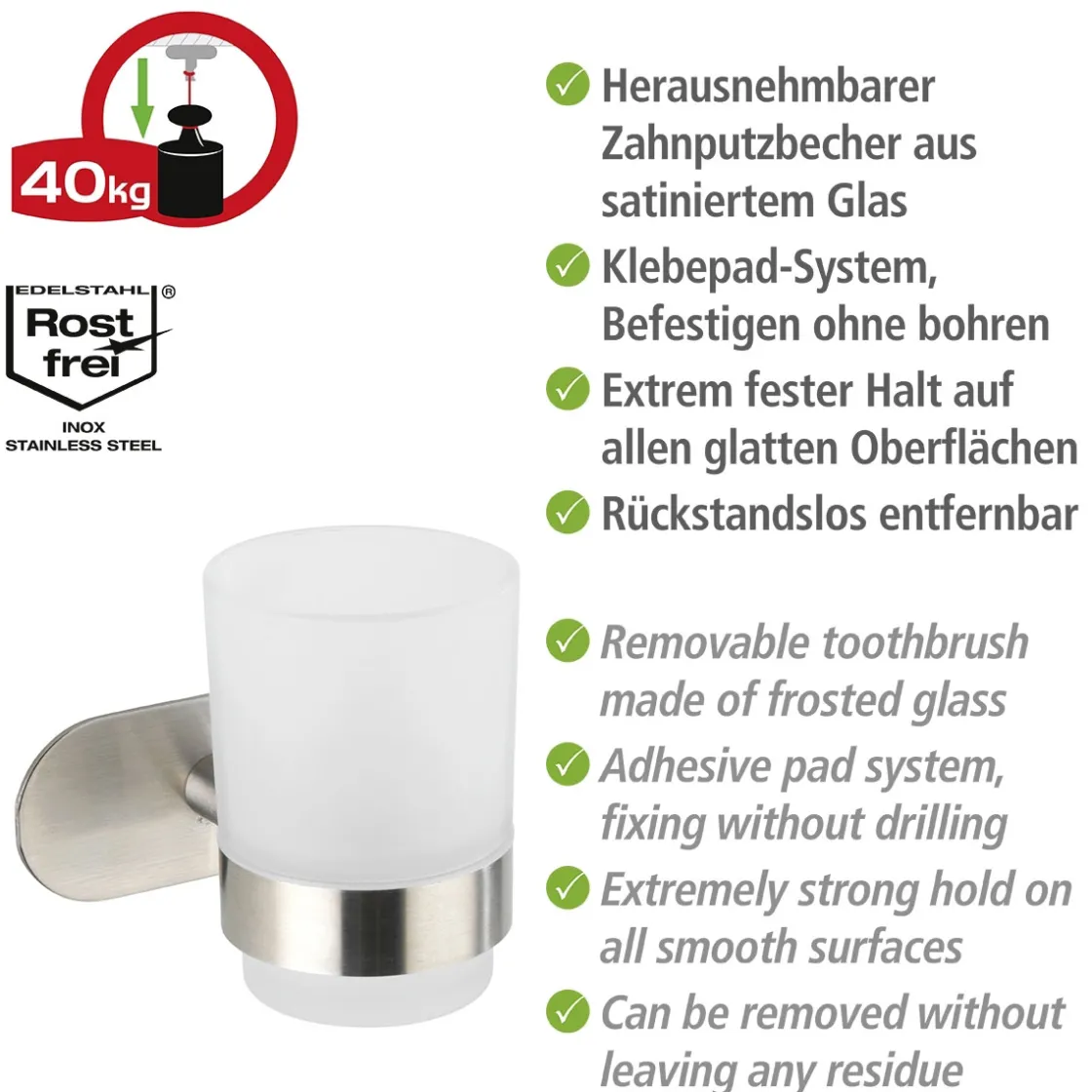 Zahnputzbecher Uno Orea MattTurbo-Lock Edelstahl ^ Wenko Outlet