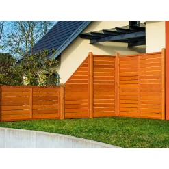 Zaun Kuopio Grundelement 180x180 cmDou kirschb. ^ Discount